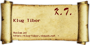 Klug Tibor névjegykártya